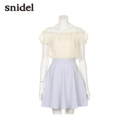 snidel2015春夏新品甜美泡泡袖切换着连衣裙
